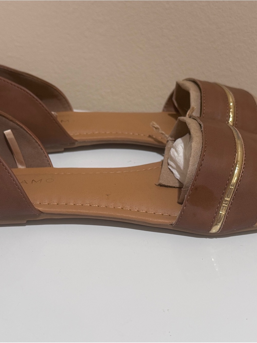 Women’s Brown Slide Loafers with Gold Accent